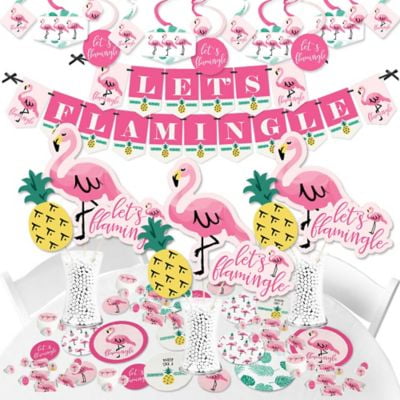 Fundle Bundle Party Like a Pineapple Tropical Summer Party Supplies Big Dot of Happiness Pink Flamingo Banner Decoration Kit 